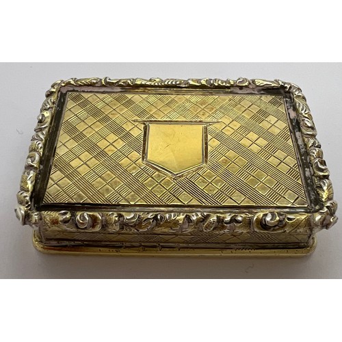 600 - Birmingham silver gilt vinaigrette by Gervase Wheeler Birmingham, possibly 1836. 2.5 x 3.5cm.