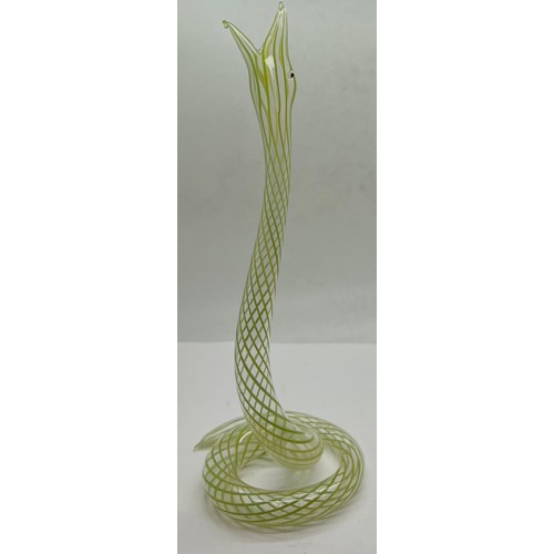 319 - A Murano glass snake bud vase 20cm h together with a Murano glass beaker/vase 12cm h.