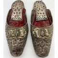 A pair of antique silver Arab Ottoman Persian Middle East shoes Harem Princess. Circa 1850-1900. 19c... 