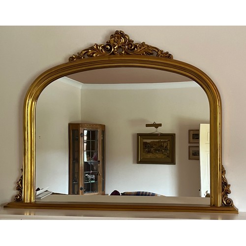 1355 - A gilt framed over mantle mirror. 119 w x 91cm h.