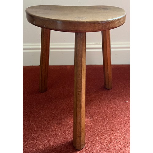 786 - A Robert 'Mouseman' Thompson cow stool, purchased 1977. 45 h x 36 w x 30cm w.