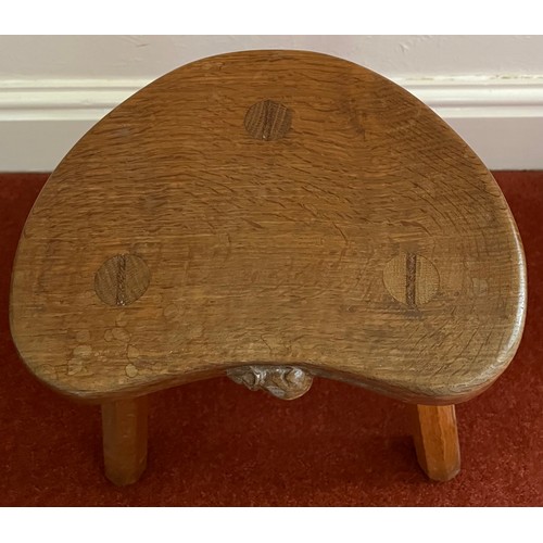 787 - A Robert 'Mouseman' Thompson calf stool, purchased 1977. 35 h x 30cm w.