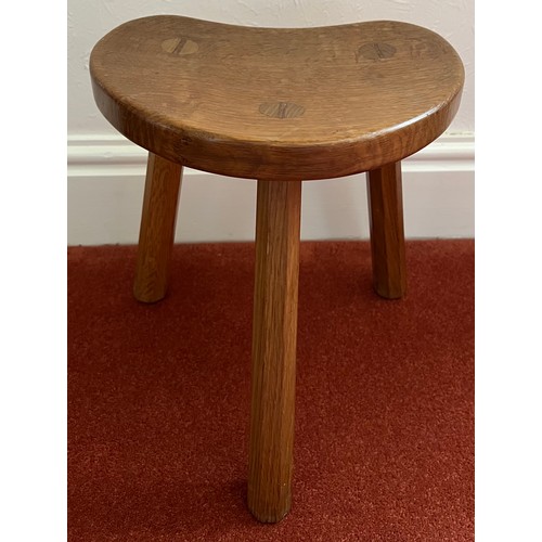 787 - A Robert 'Mouseman' Thompson calf stool, purchased 1977. 35 h x 30cm w.