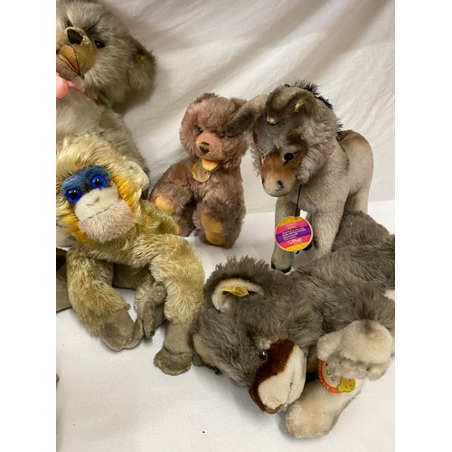 756 - Steiff Vintage soft toys to include; Mungo the monkey, straw filled body, blue glass eyes approx. 20... 