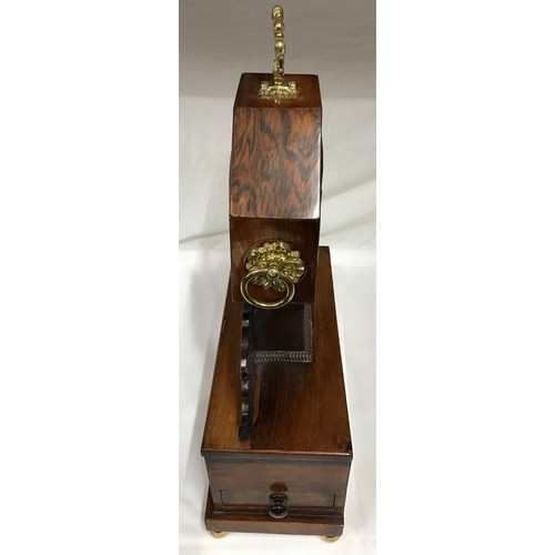 843 - Mahogany inlaid French style mantel clock 53cms h, 36cms w, max 15.5cms d.  JF on movement. Has two ... 