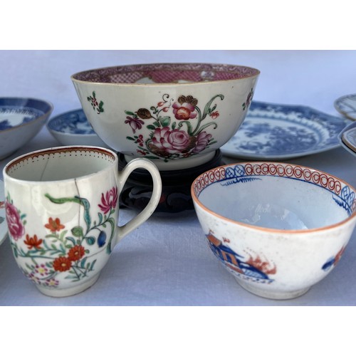 168 - A quantity of 18thC and 19thC ceramics to include Delph plate, Chinese, Imari etc.