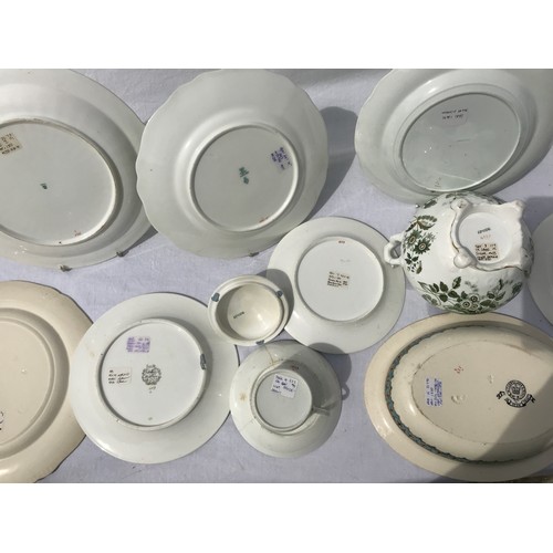 183 - A quantity of 19thC Copeland Spode of various patterns in greens and blues including plates, dishes,... 