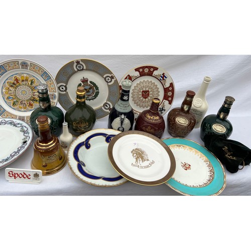 194 - Various ceramics to include Limited Edition Spode plates and various liquor bottles and Royal Sports... 