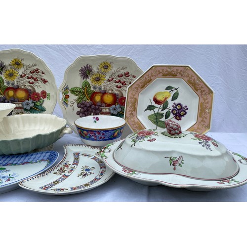 196 - Copeland Spode 20thC ceramics to include ‘Reynolds’ x 2 twin handled cake plates and 1 x large plate... 