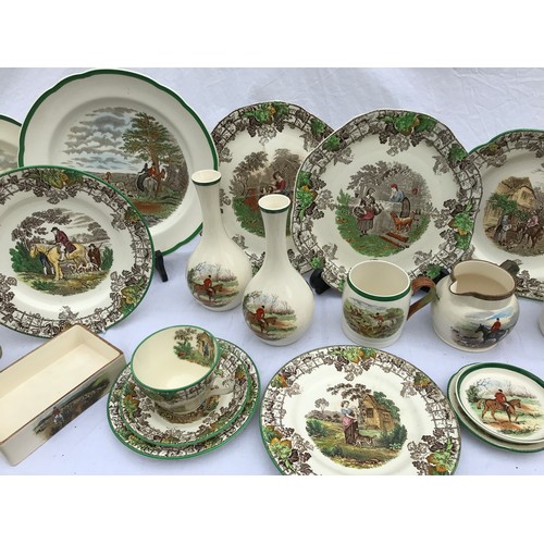 197 - A quantity of 20thC Copeland Spode/Spode ceramics to include various 'Byron' hunting scenes, plates ... 