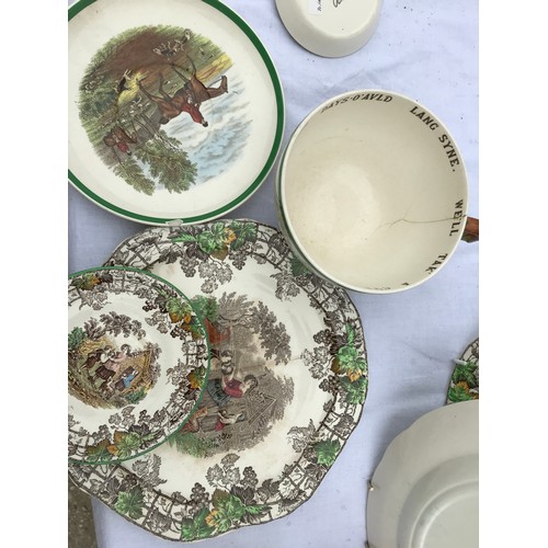 197 - A quantity of 20thC Copeland Spode/Spode ceramics to include various 'Byron' hunting scenes, plates ... 