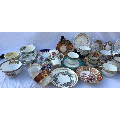 209 - A collection of 19thC and 20THC Copeland and Spode cups and saucers in a variety of patterns.