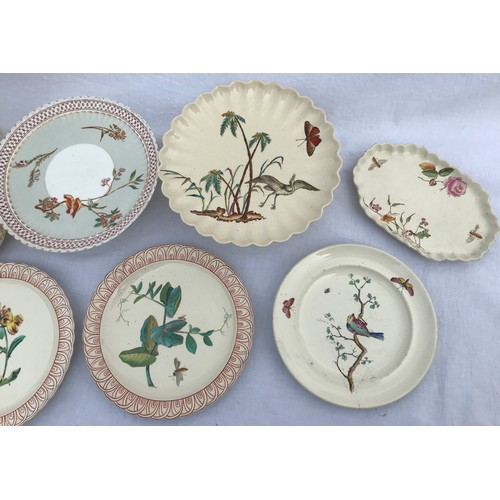 214 - Various 19thC/20thC Copeland/ Spode with birds, butterflies and flower patterns.