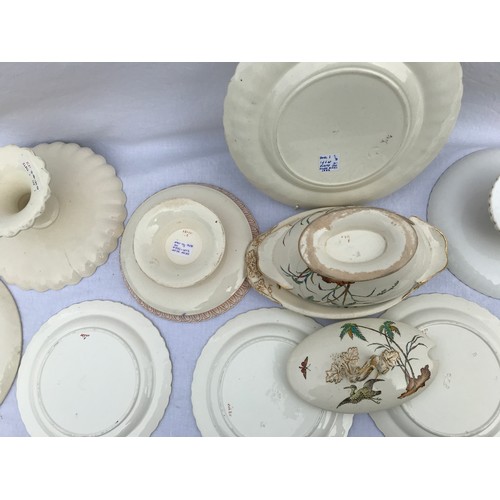 214 - Various 19thC/20thC Copeland/ Spode with birds, butterflies and flower patterns.