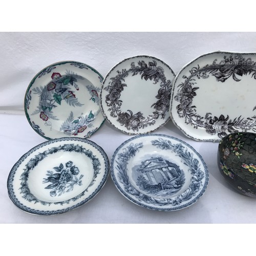 215 - Various 19thC/20thc Copeland and Spode in black and grey hues.