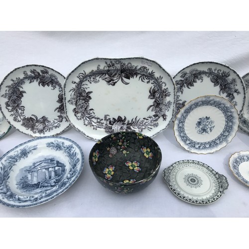 215 - Various 19thC/20thc Copeland and Spode in black and grey hues.