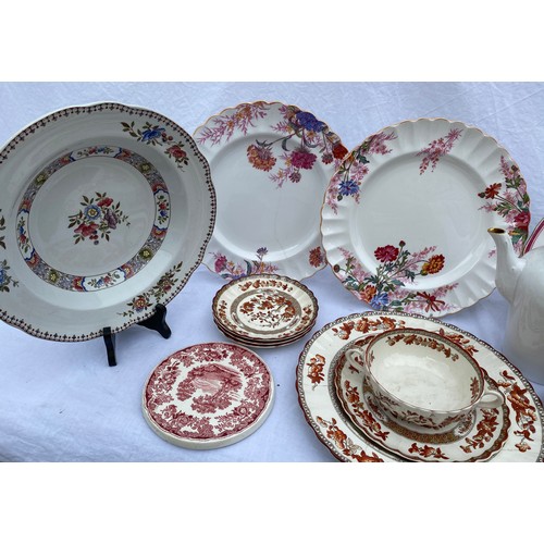 224 - Collection of 20thC Copeland Spode to include oval 'Mandarin' plate, Woodcarver plate, hot water pla... 