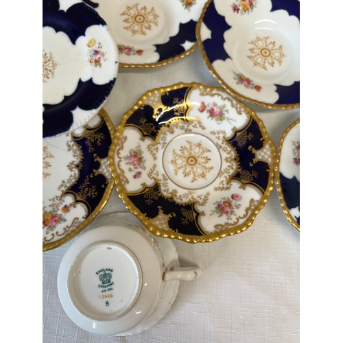 229 - Coalport Blue Batwing pattern cups, saucers and plates.