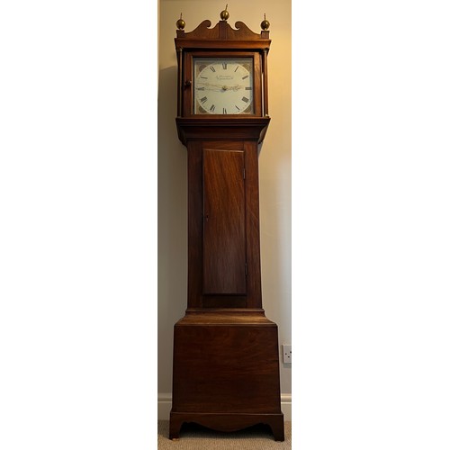 847 - A Thorndyke Ipswich 30 hr mahogany longcase clock. 198 x 46cm.