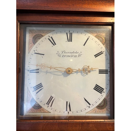 847 - A Thorndyke Ipswich 30 hr mahogany longcase clock. 198 x 46cm.