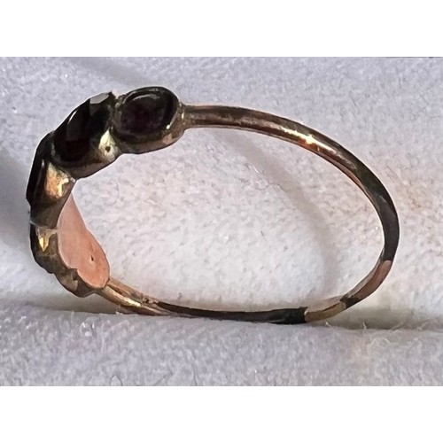 388 - Georgian armandine garnet ring, wrapped gold shank. Size M.