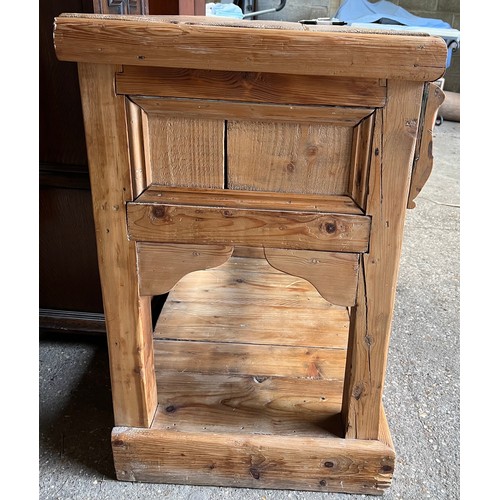 1328 - A pine 2 drawer side table. 113 w x 54 d x 86cm h.