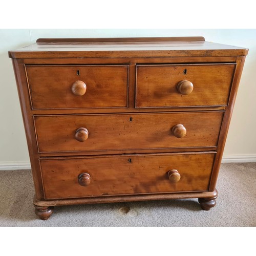 1337 - A 29thC mahogany chest of drawers, 2 short over 2 long drawers. 83 h x 83 w x 46cm d.