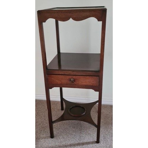 1340 - A 19thC mahogany square washstand with drawer to front. 82 h x 33 w x 33cm d.