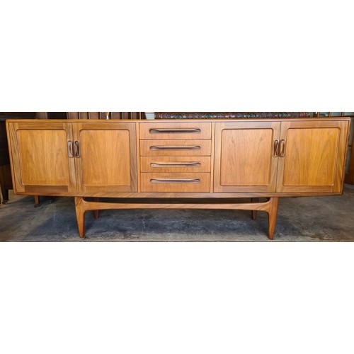 1348 - A 1974 E-Gomme G-Plan Fresco teak sideboard. 79 h x 214 w x 46cm d.