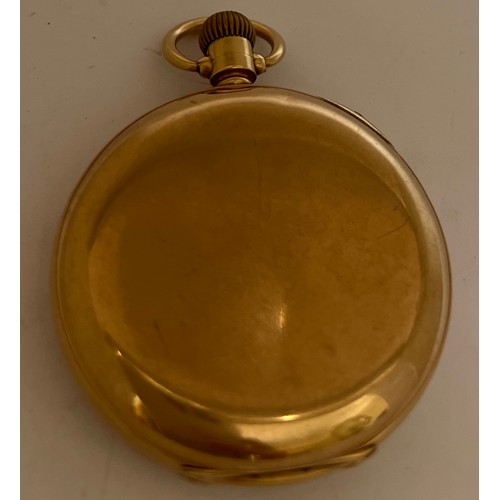 624 - A 9ct gold cased pocket watch with subsidiary seconds dial. Total weight 85gm.