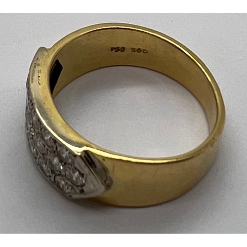 364 - An 18ct yellow gold ring set with approximately 1 carat of diamonds, size U, weight 9.1gm.