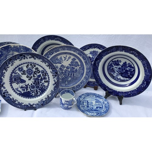 169 - A quantity of Spode and Copeland Spode blue and white to include 'Common Wolf Trap', 'Geranium' patt... 