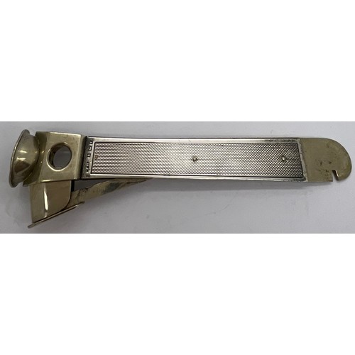 834A - A hallmarked silver cigar cutter with engine turned decoration, Birmingham 1959, maker possibly Will... 