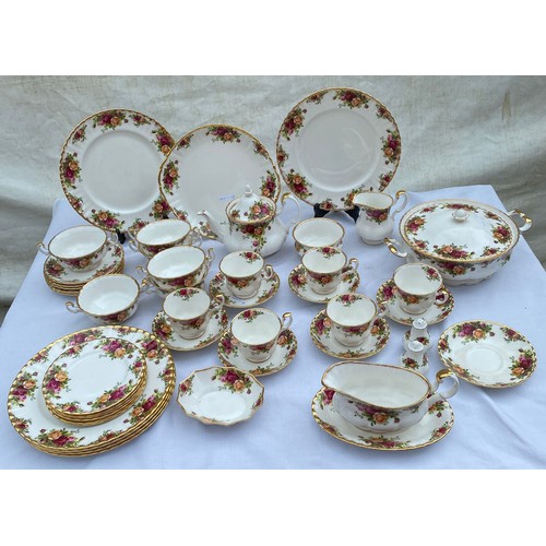 27 - Royal Albert 'Old Country Rose' tea and part dinner service to include teapot 18cms h, jug, sugar bo... 