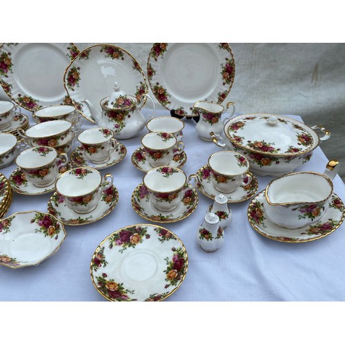 27 - Royal Albert 'Old Country Rose' tea and part dinner service to include teapot 18cms h, jug, sugar bo... 