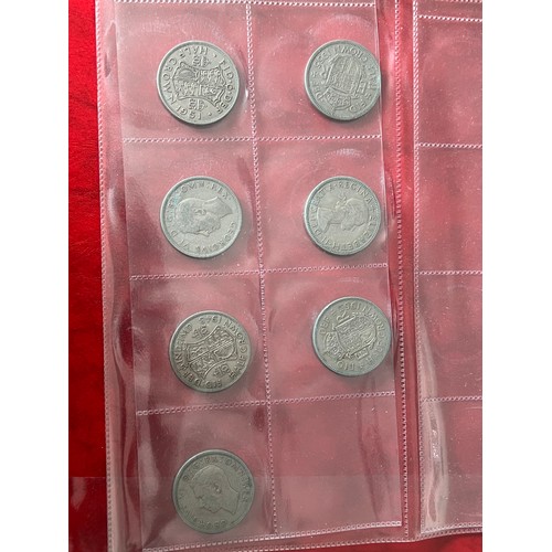 452 - An album collection of British coins to includes sixpences (4 x pre 1947), shillings, crowns, one pe... 