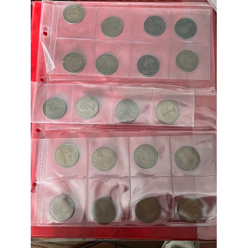 452 - An album collection of British coins to includes sixpences (4 x pre 1947), shillings, crowns, one pe... 