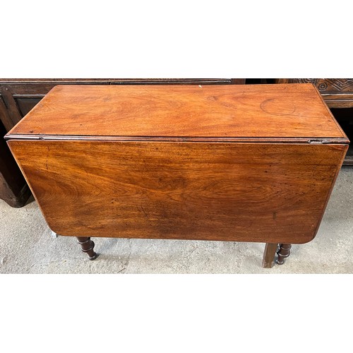 168 - A 19thC mahogany drop leaf table. 97 w x 123cm l approx x 72cm h.