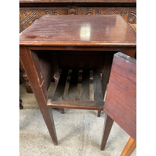 169 - A 19thC mahogany pot cupboard together with early 20thC side table.