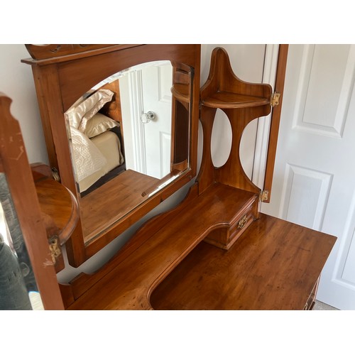 172 - An Art Nouveau chest of drawers with mirror to top. 92 w x 45 d x approx 155cm h.