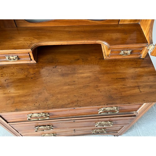 172 - An Art Nouveau chest of drawers with mirror to top. 92 w x 45 d x approx 155cm h.