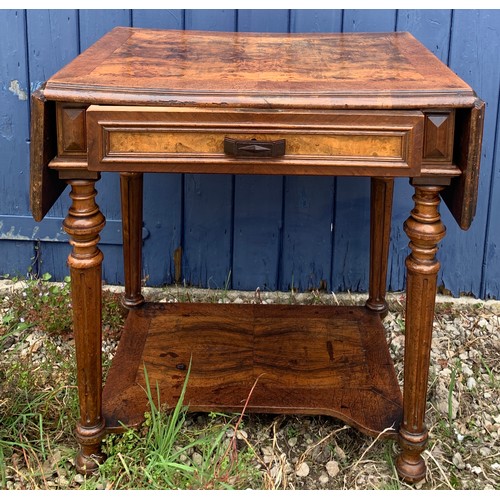 170 - A continental side table with dropped leaves and drawer to front.  64 w x 48 d x 68cm h - 98cm with ... 