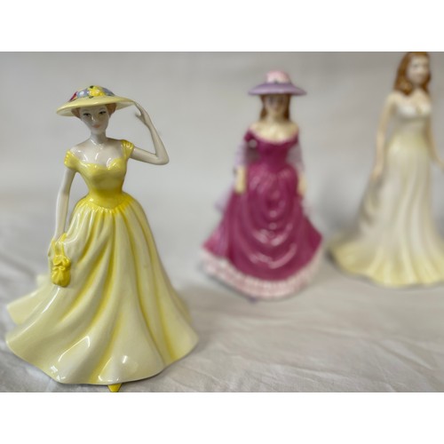 406 - Five Royal Doulton figures to include the Four Seasons 'Springtime' HN 4586, 'Summer Breeze' HN 4587... 