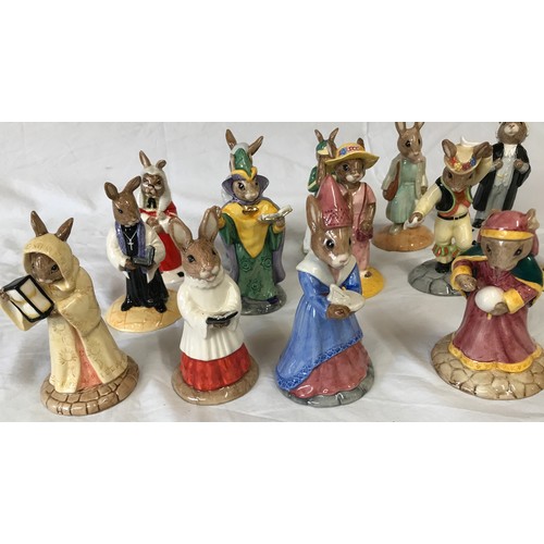 424 - A collection of Royal Doulton 'Bunnykins' to include: Shopper, Fortune Teller, Lawyer, Tourist, Morr... 