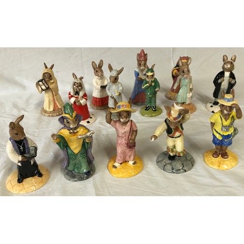 424 - A collection of Royal Doulton 'Bunnykins' to include: Shopper, Fortune Teller, Lawyer, Tourist, Morr... 