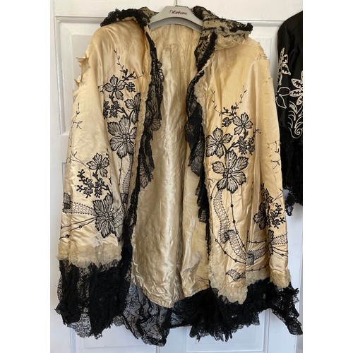 732 - A collection of vintage capes and tops to include 1 x black silk cape with white embroidered flowers... 