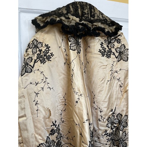 732 - A collection of vintage capes and tops to include 1 x black silk cape with white embroidered flowers... 