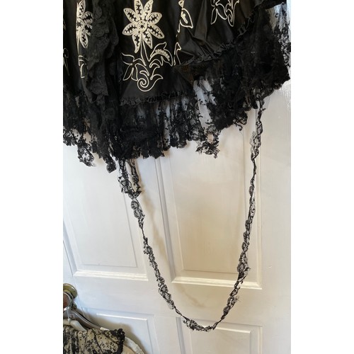 732 - A collection of vintage capes and tops to include 1 x black silk cape with white embroidered flowers... 