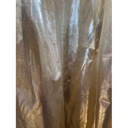 741 - A shiny gold vintage strapless evening dress by John Charles size 14 (modern size 10).