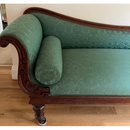 154 - A mahogany framed chaise longue. 90 h x 180 w x 65cm d.